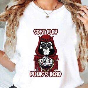 Soft Play Punk's Dead T-Shirt Grim Reaper Goth Punk Graphic Unisex Gift Tee Top